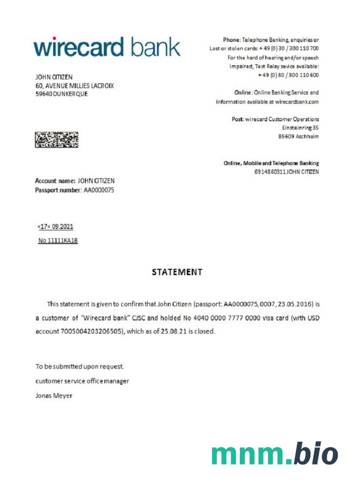 Niemcy Wirecard zamknięcie przykład odniesienia w formatach Word i PDF